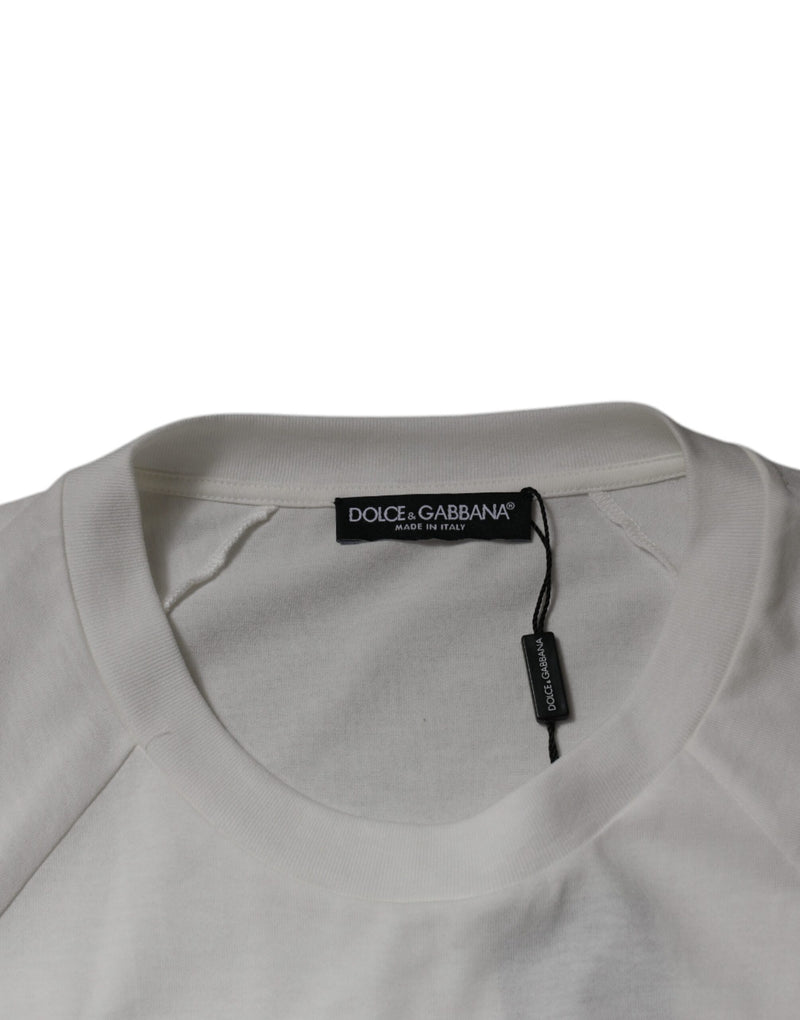 T-shirt blanc à col rond et manches courtes DG Sport Dolce & Gabbana