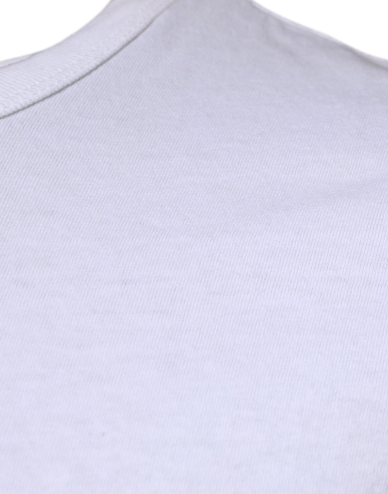 Camiseta blanca de manga corta y cuello redondo con rayas de Dolce & Gabbana