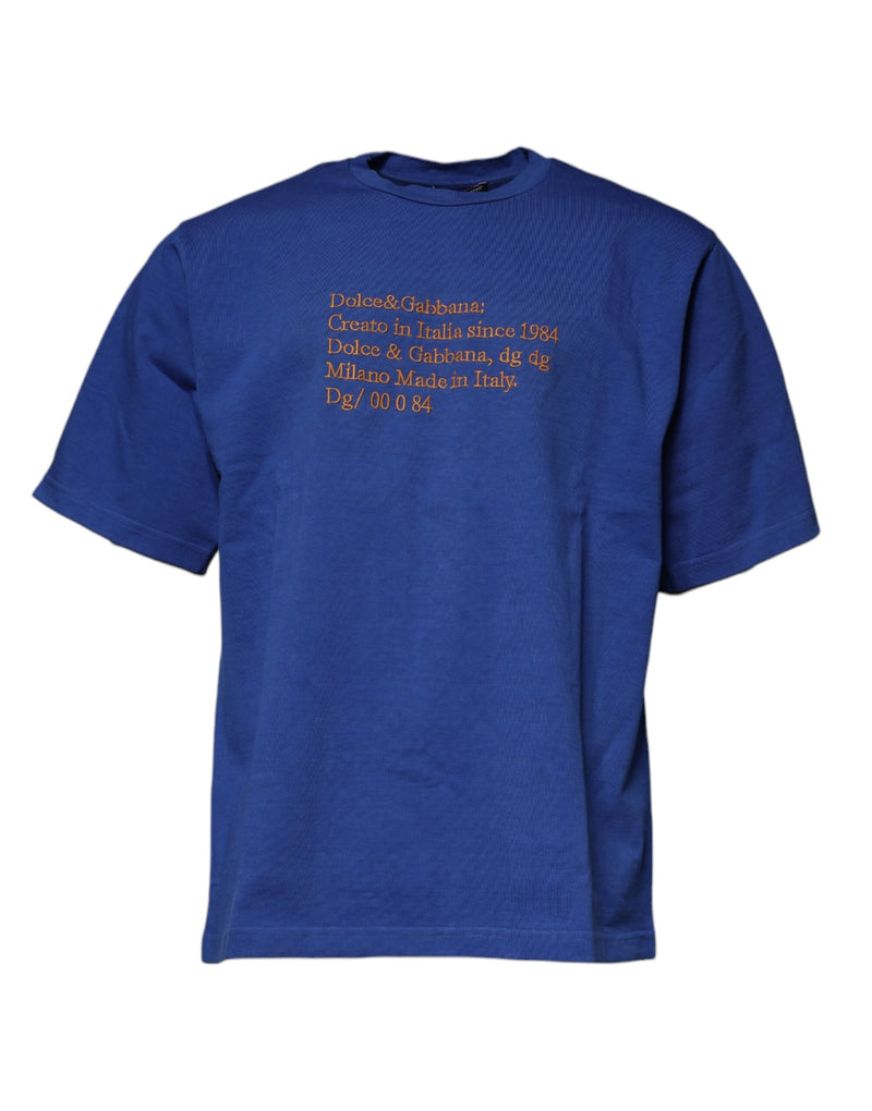 T-shirt Dolce & Gabbana bleu en coton, col rond et imprimé graphique
