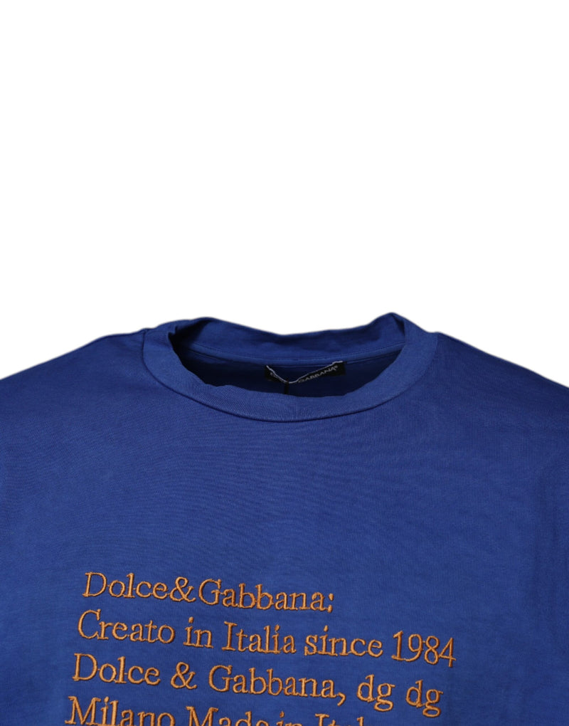 T-shirt Dolce & Gabbana bleu en coton, col rond et imprimé graphique