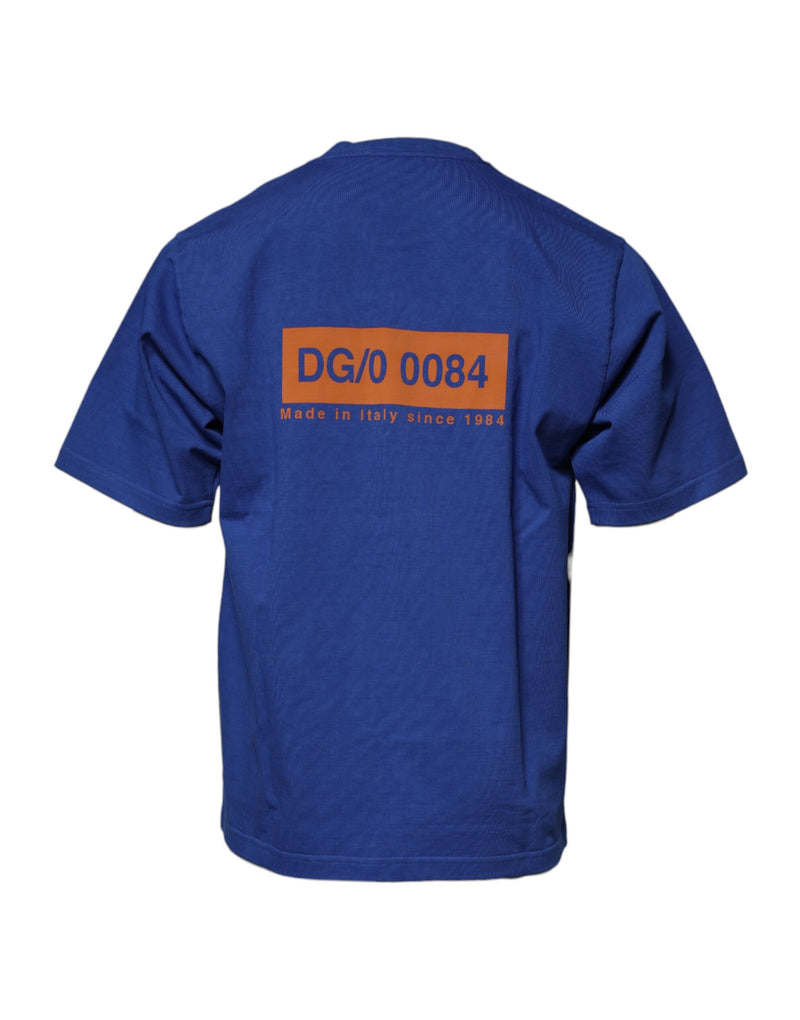 T-shirt Dolce & Gabbana bleu en coton, col rond et imprimé graphique