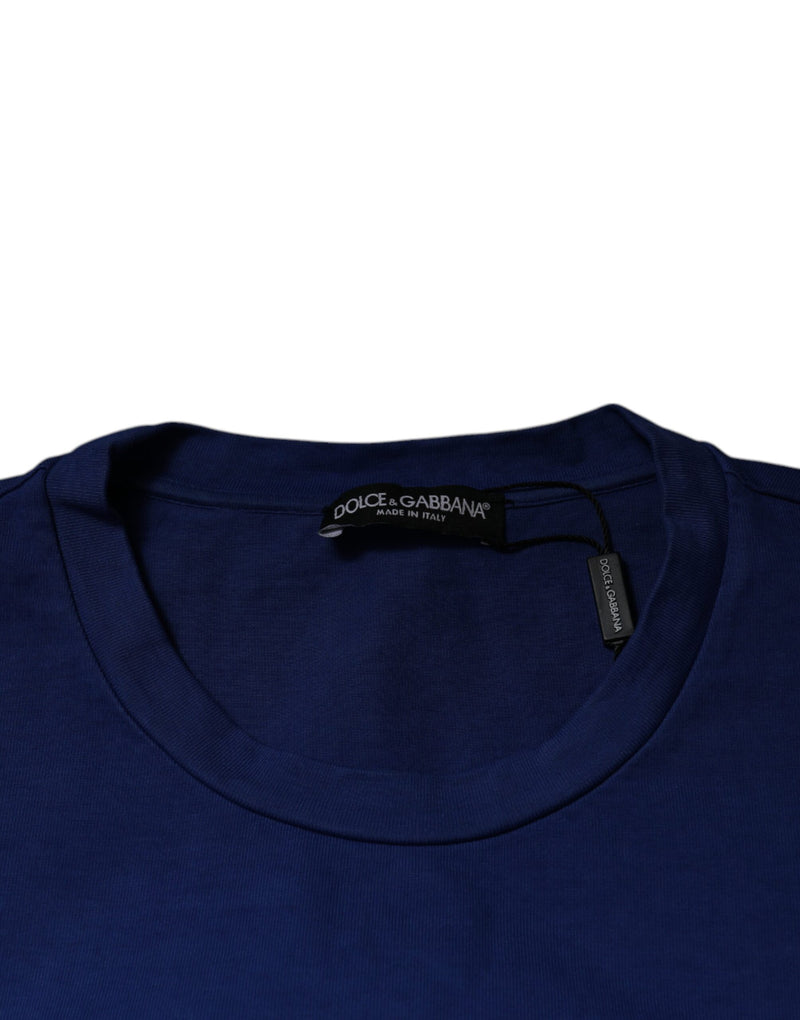 T-shirt Dolce & Gabbana bleu en coton, col rond et imprimé graphique