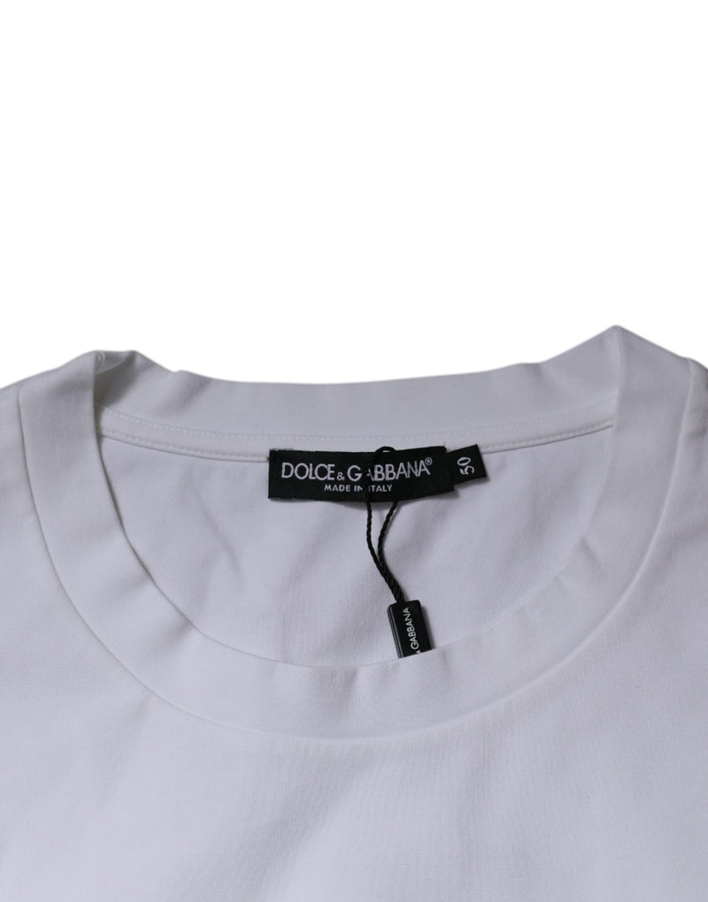 Camiseta blanca de algodón con logotipo DG y cuello redondo de Dolce & Gabbana