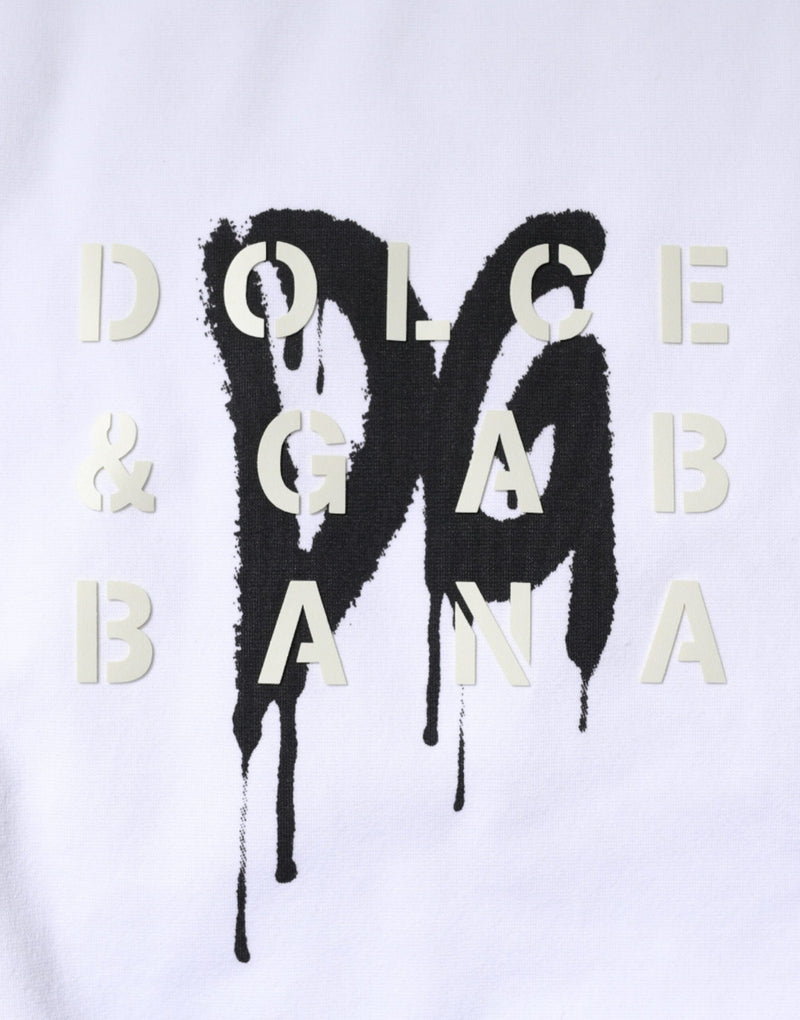 Camiseta blanca de algodón con logotipo DG y cuello redondo de Dolce & Gabbana