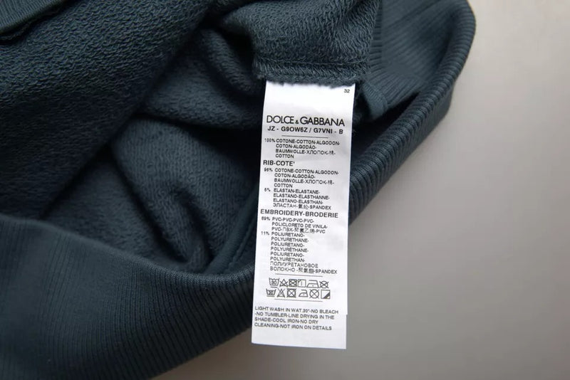 Suéter masculino de algodão azul Dolce & Gabbana com patch de logo e gola redonda