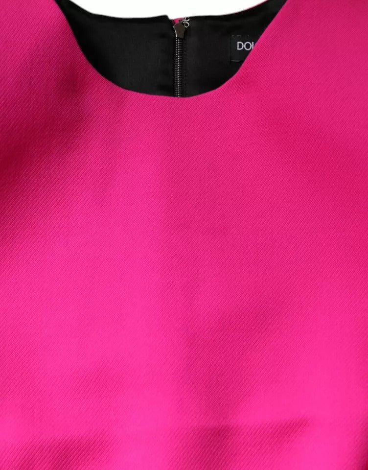 Robe Dolce & Gabbana rose, sans manches, près du corps, coupe trapèze et longueur mini