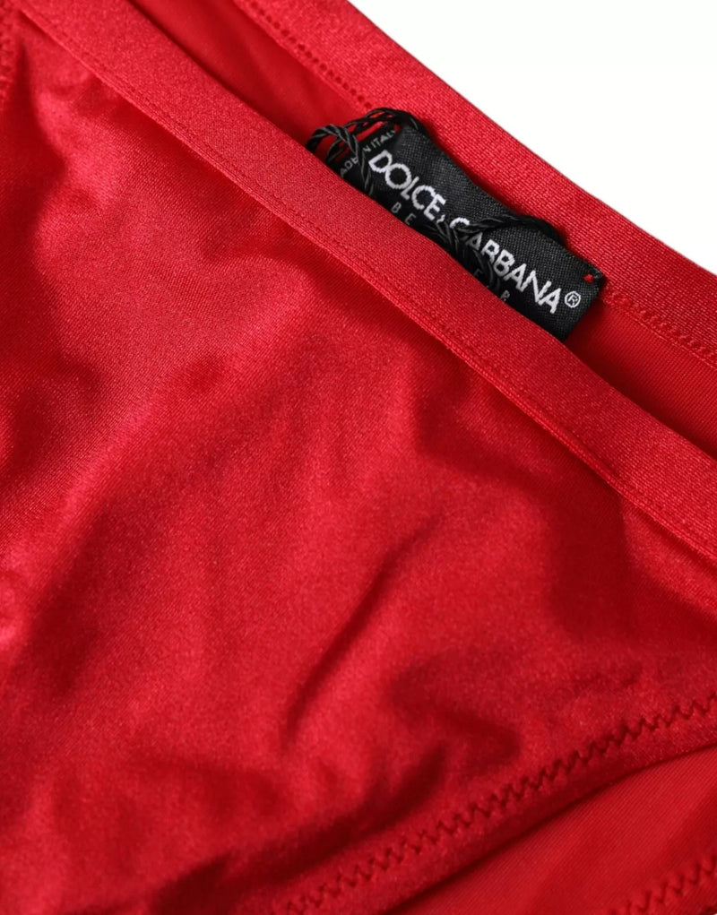 Bas de bikini en nylon extensible rouge Dolce & Gabbana