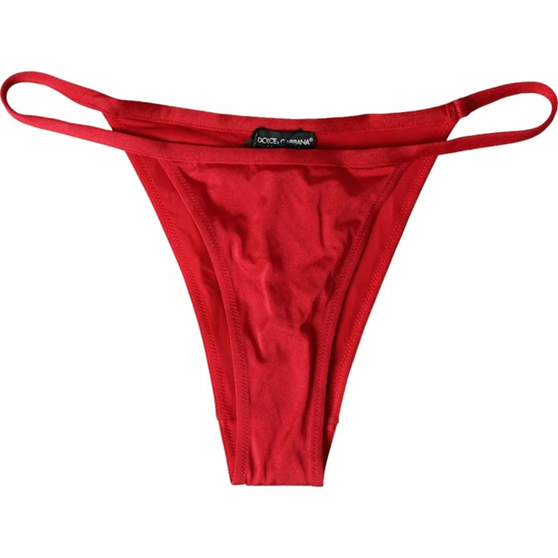 Bas de bikini en nylon extensible rouge Dolce & Gabbana