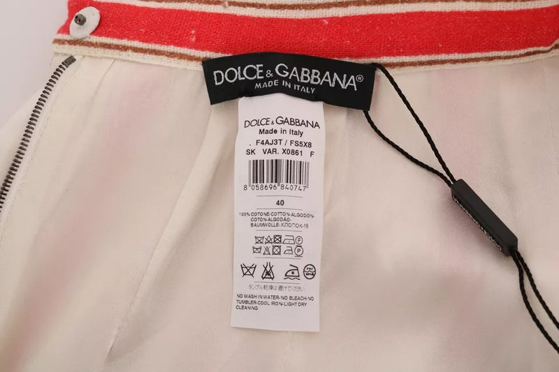 Falda midi Dolce & Gabbana de algodón con rayas Portofino multicolores
