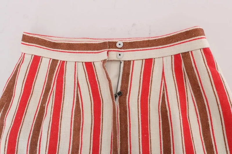 Falda midi Dolce & Gabbana de algodón con rayas Portofino multicolores