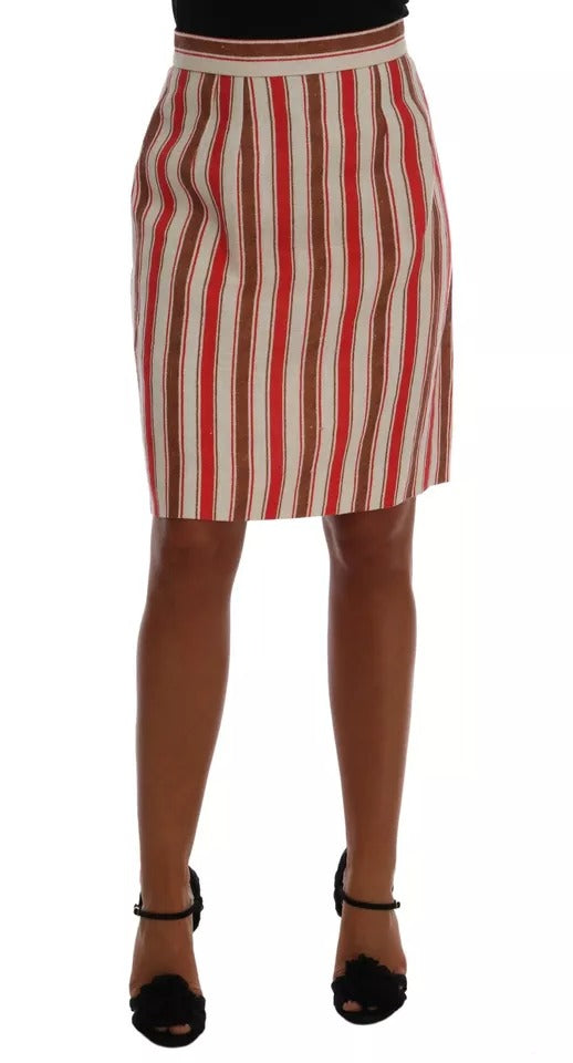 Falda midi Dolce & Gabbana de algodón con rayas Portofino multicolores