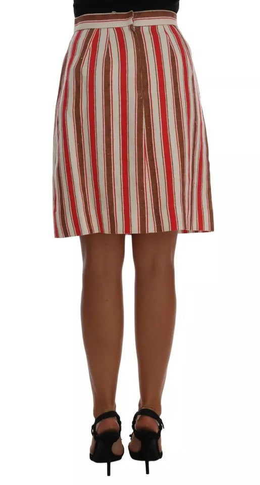 Falda midi Dolce & Gabbana de algodón con rayas Portofino multicolores