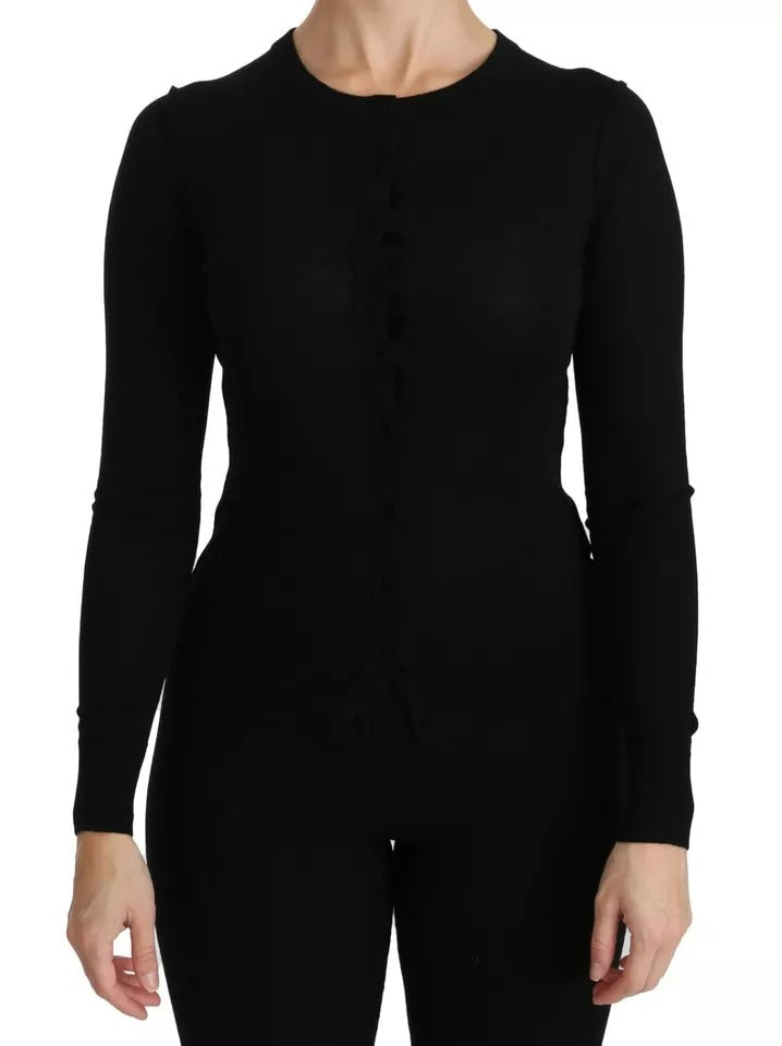 Blusa de manga larga de lana virgen negra de Dolce & Gabbana
