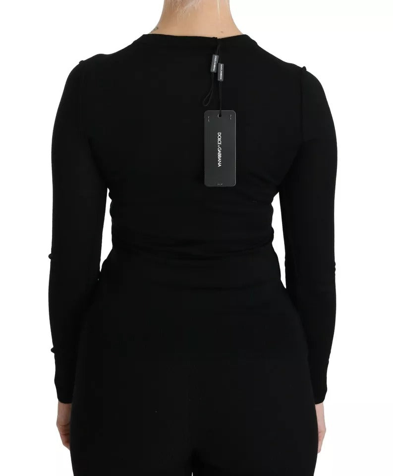 Blusa de manga larga de lana virgen negra de Dolce & Gabbana