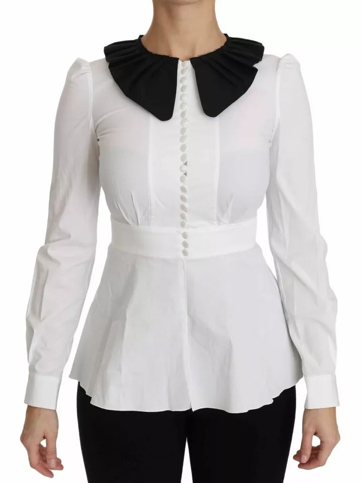 Camisa blusa negra y blanca con botones decorativos Dolce & Gabbana