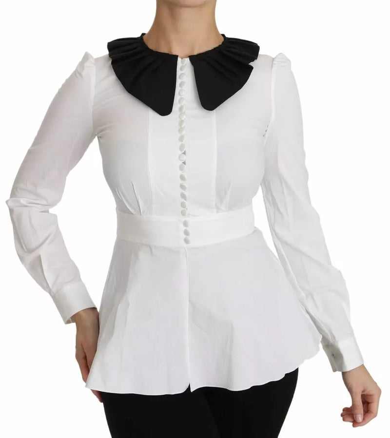 Camisa blusa negra y blanca con botones decorativos Dolce & Gabbana
