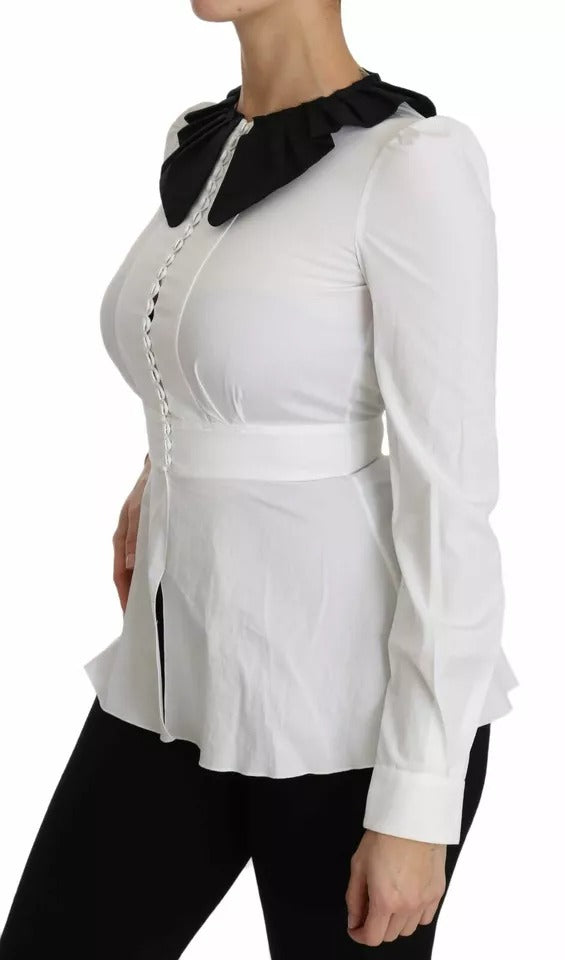 Camisa blusa negra y blanca con botones decorativos Dolce & Gabbana