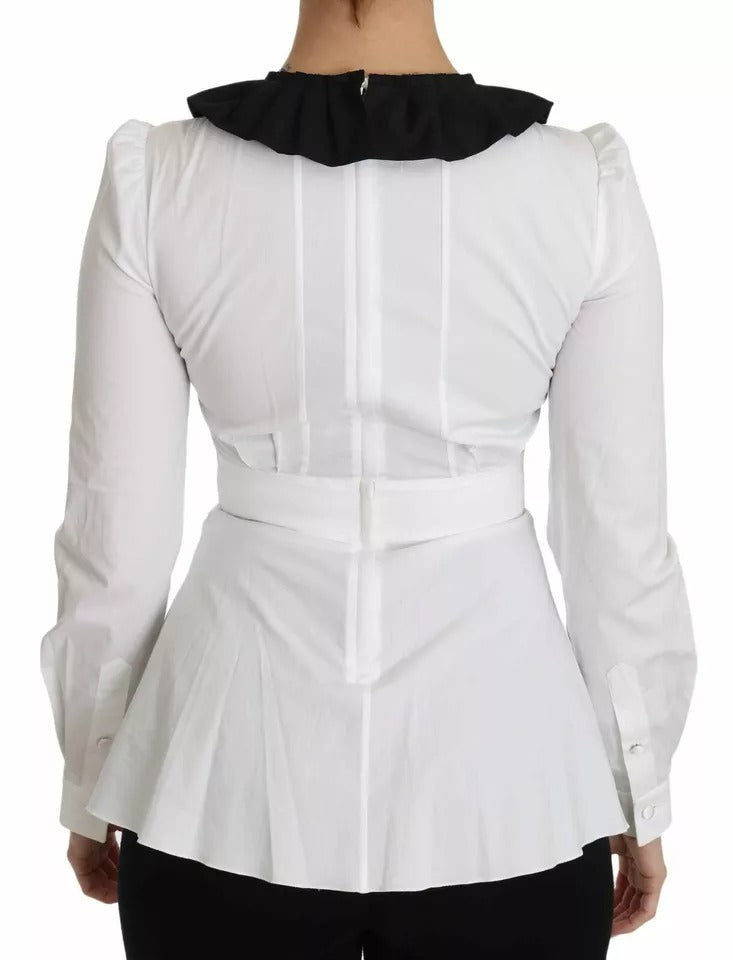 Camisa blusa negra y blanca con botones decorativos Dolce & Gabbana