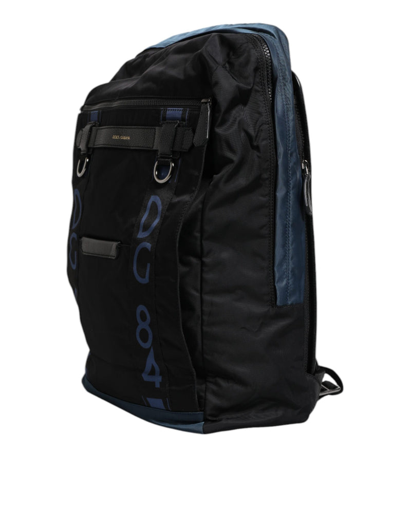 Mochila escolar Dolce & Gabbana preta em nylon com logotipo DG