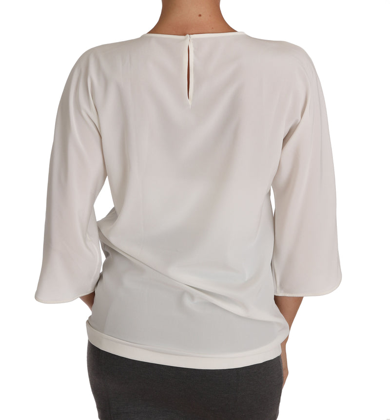 T-shirt en soie blanche orné de cristaux #dgfamily Dolce & Gabbana