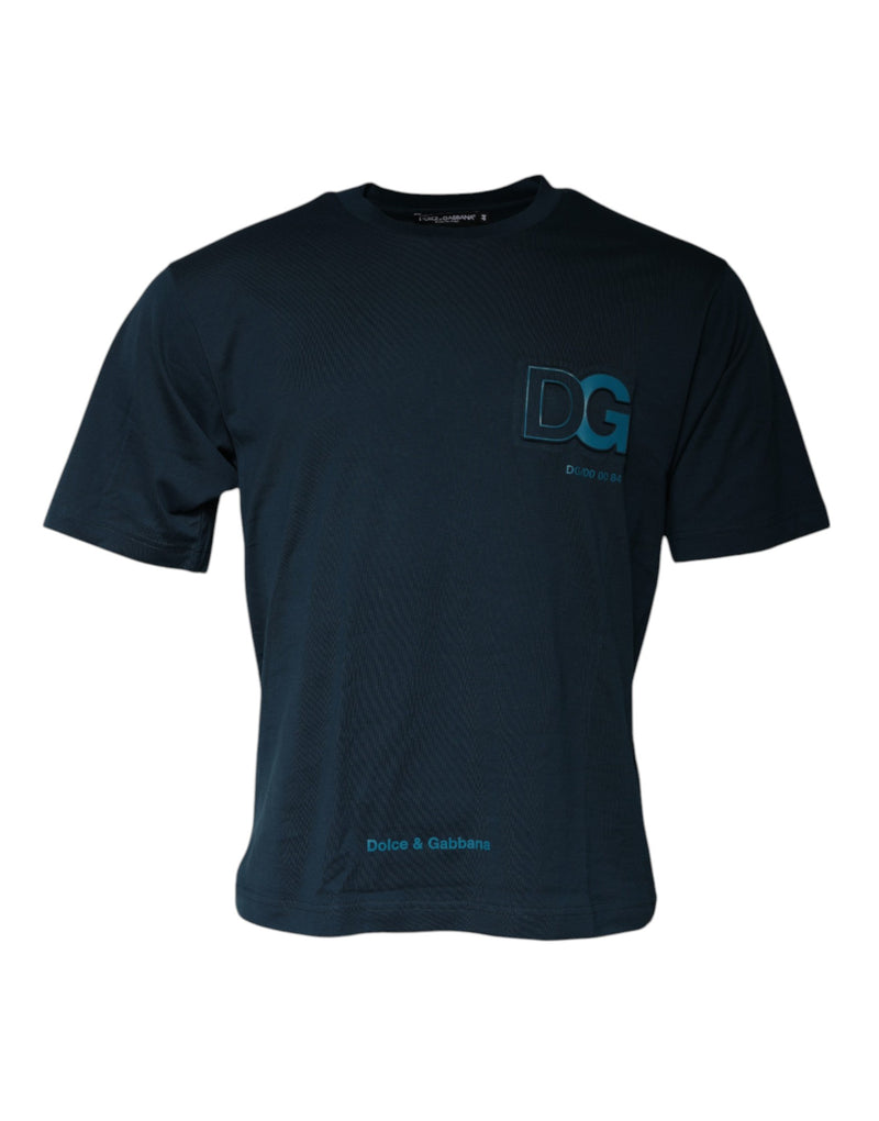 Camiseta azul de manga curta com logo e gola redonda Dolce & Gabbana