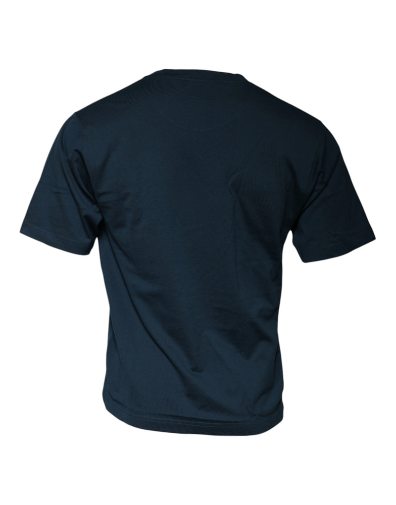 Camiseta azul de manga curta com logo e gola redonda Dolce & Gabbana