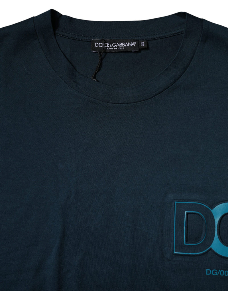 Camiseta azul de manga curta com logo e gola redonda Dolce & Gabbana