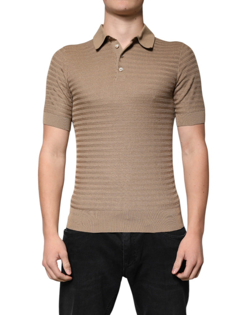 Polo marron à col et manches courtes Dolce & Gabbana