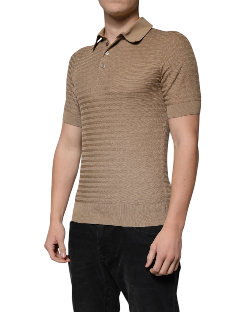 Polo marron à col et manches courtes Dolce & Gabbana