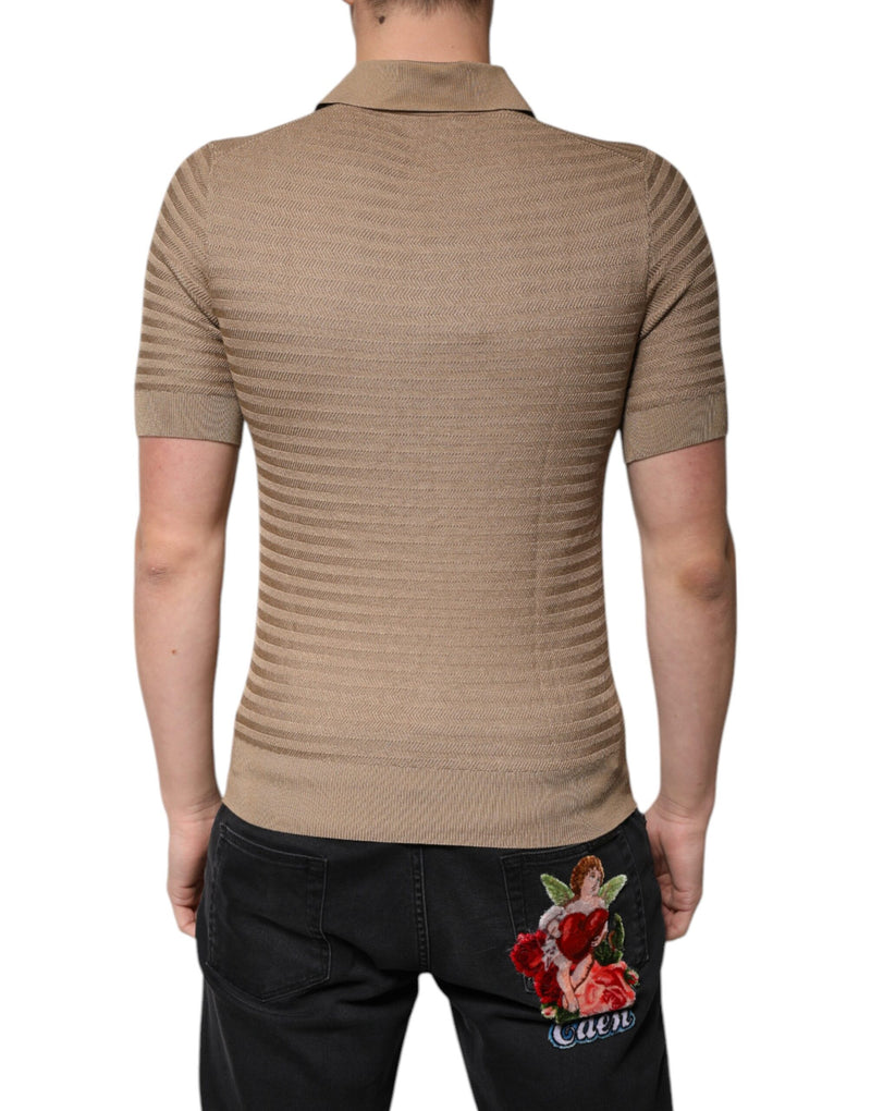 Polo marron à col et manches courtes Dolce & Gabbana