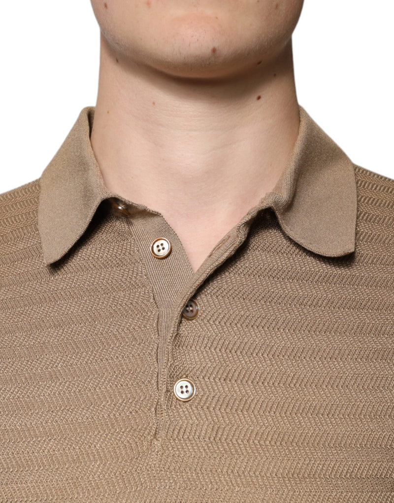 Polo marron à col et manches courtes Dolce & Gabbana