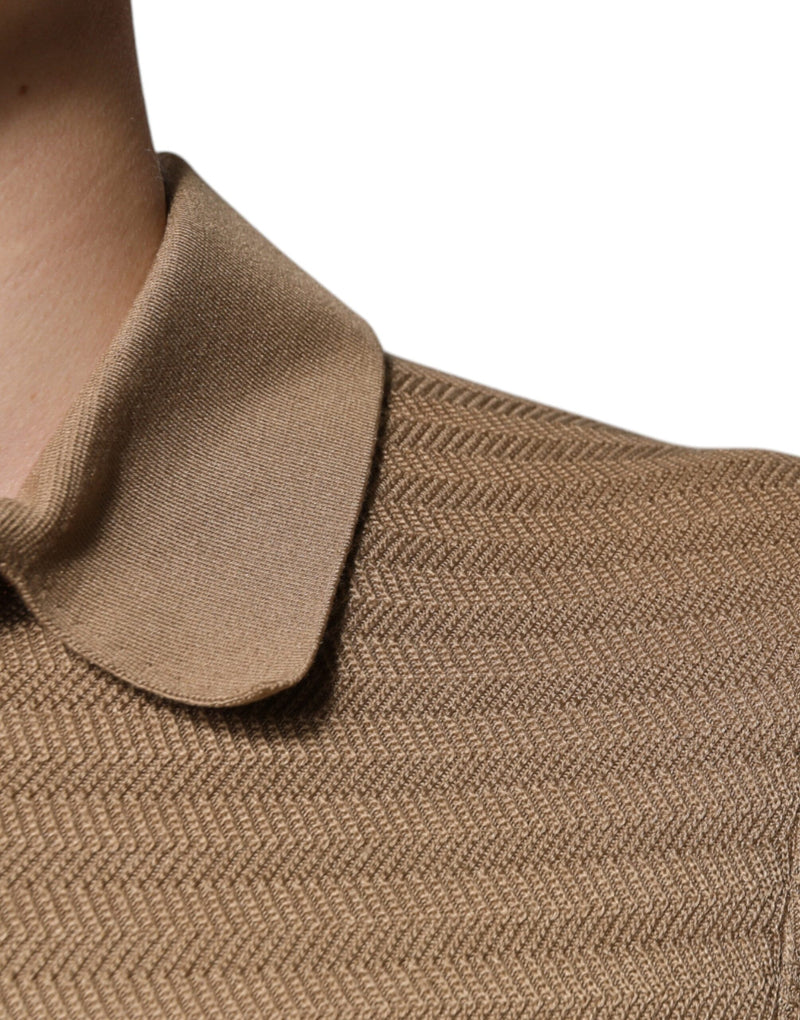 Polo marron à col et manches courtes Dolce & Gabbana