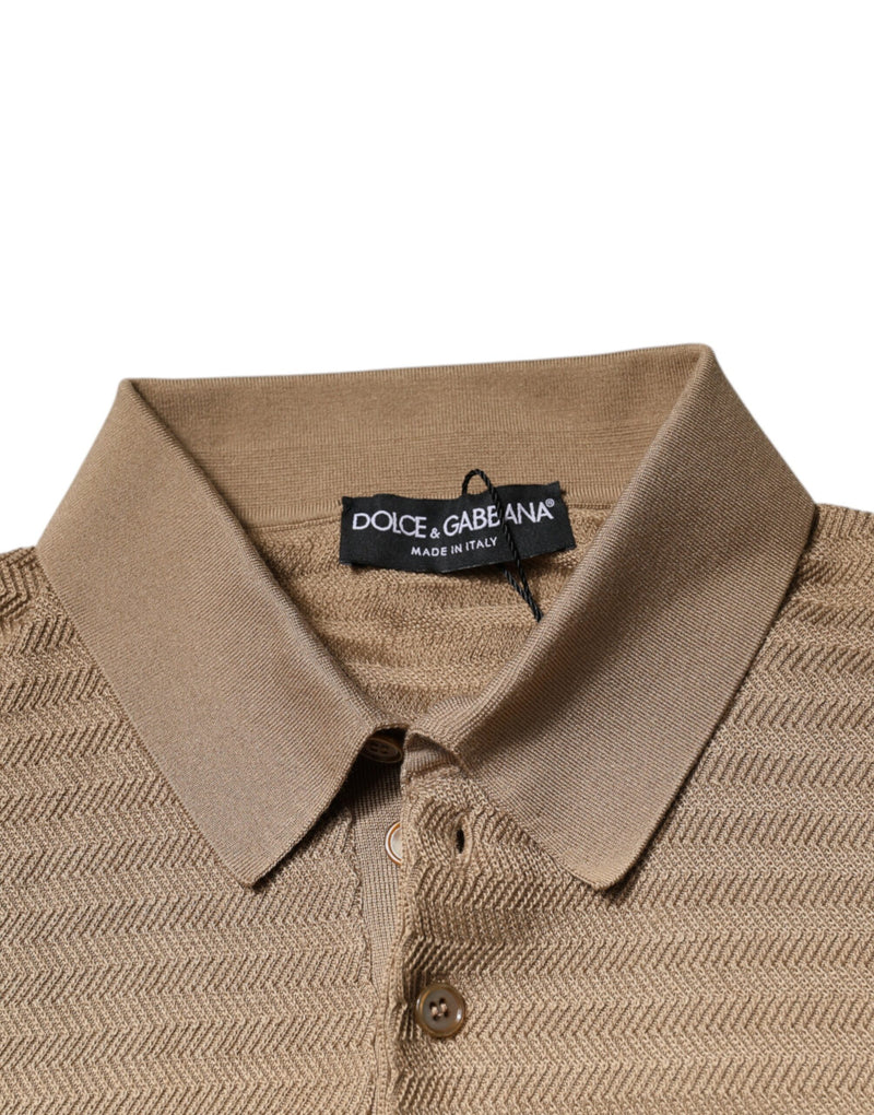 Polo marron à col et manches courtes Dolce & Gabbana