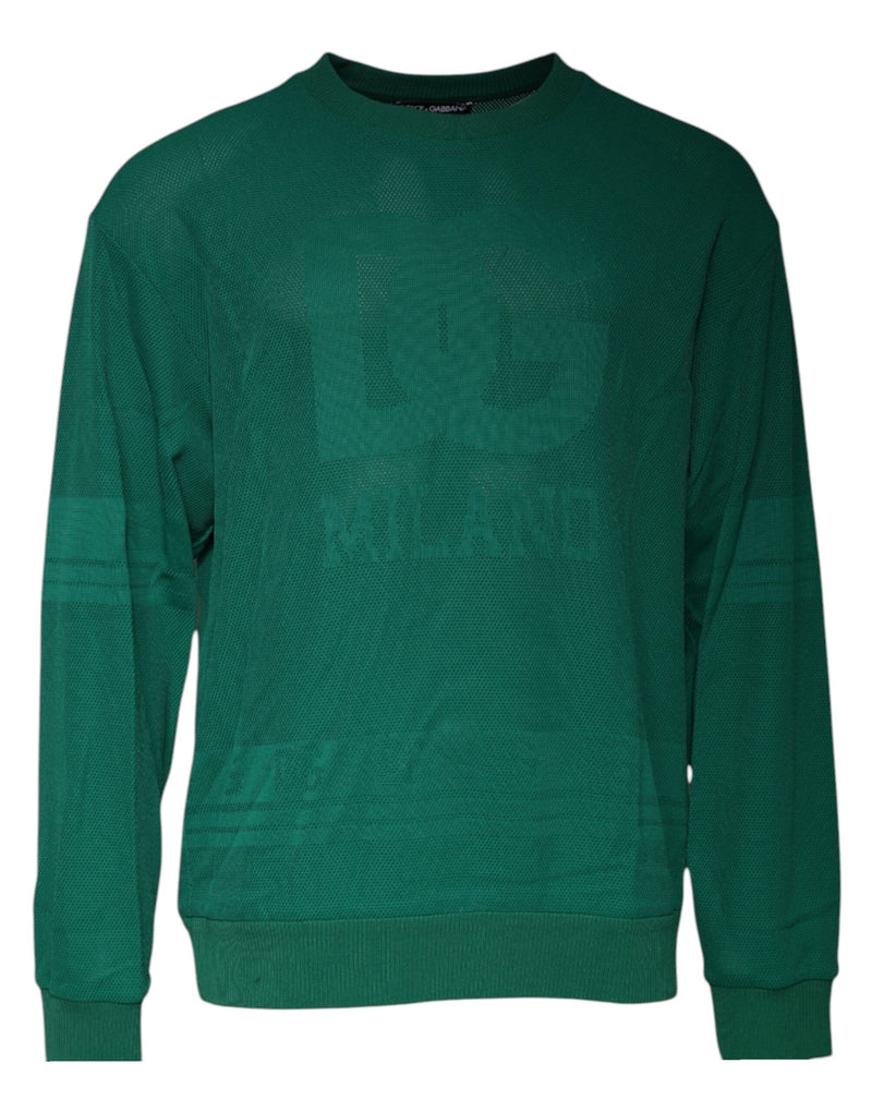 Pull en nylon vert à col rond et logo Dolce & Gabbana