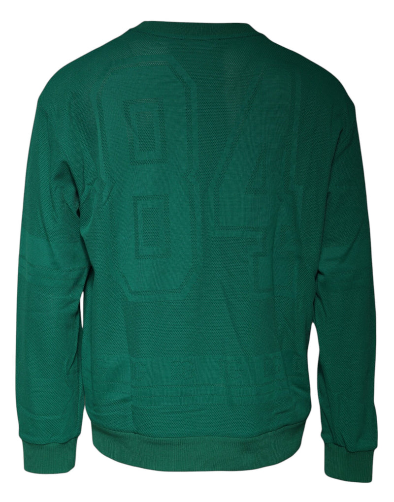Pull en nylon vert à col rond et logo Dolce & Gabbana