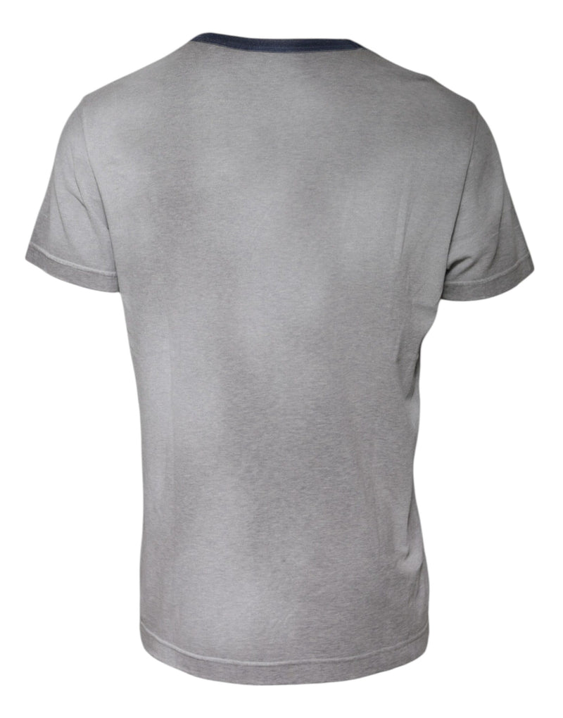 T-shirt en coton gris à col rond avec logo imprimé Dolce & Gabbana