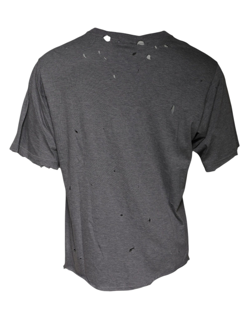 Camiseta Dolce & Gabbana cinza com logotipo, gola careca e mangas curtas