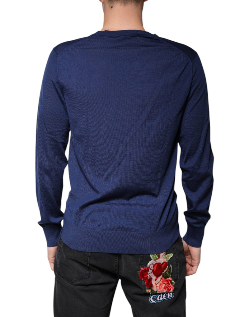 Suéter de cashmere azul-marinho com decote em V Dolce & Gabbana