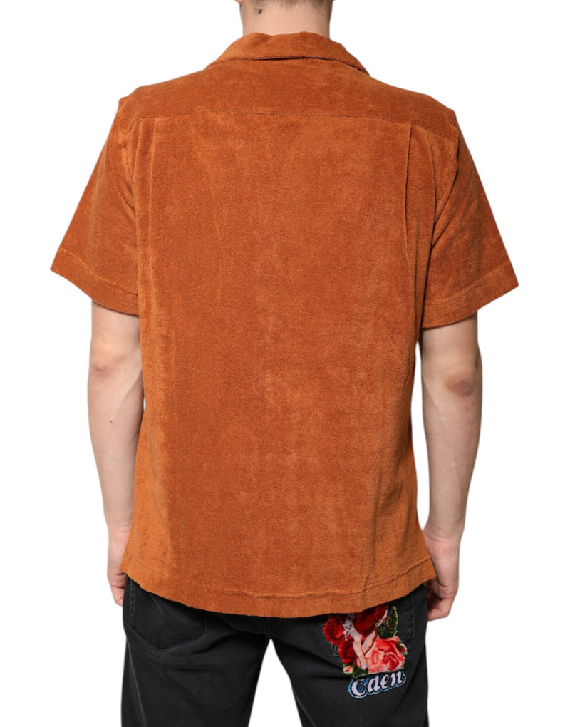 Camisa de pana de algodón color avellana con cuello y botones, de Dolce & Gabbana