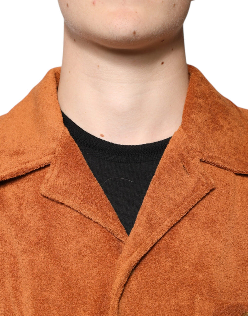 Camisa de pana de algodón color avellana con cuello y botones, de Dolce & Gabbana
