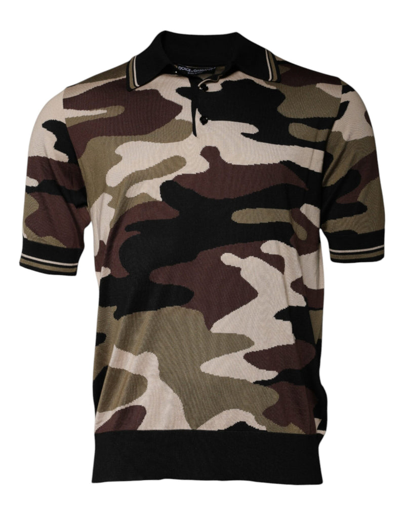 Polo à col camouflage multicolore Dolce & Gabbana