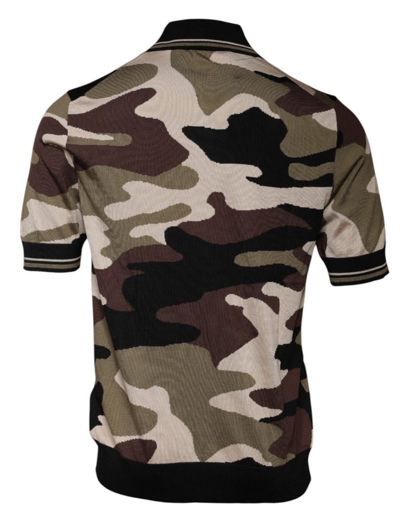Polo à col camouflage multicolore Dolce & Gabbana