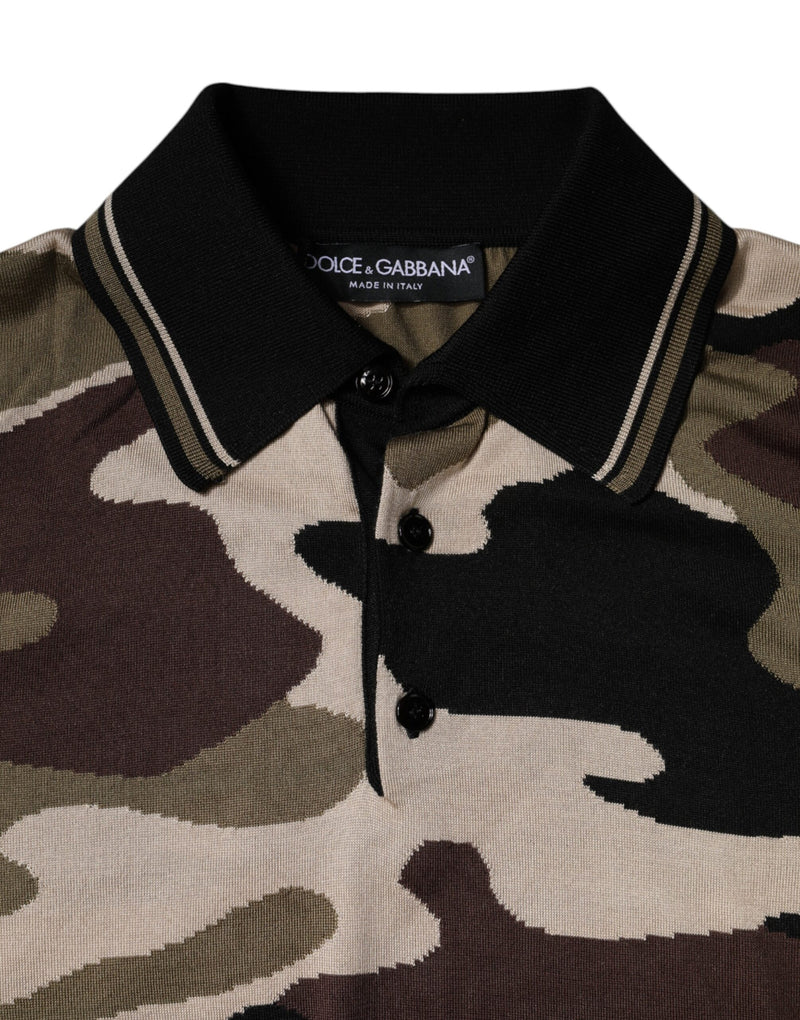 Polo à col camouflage multicolore Dolce & Gabbana