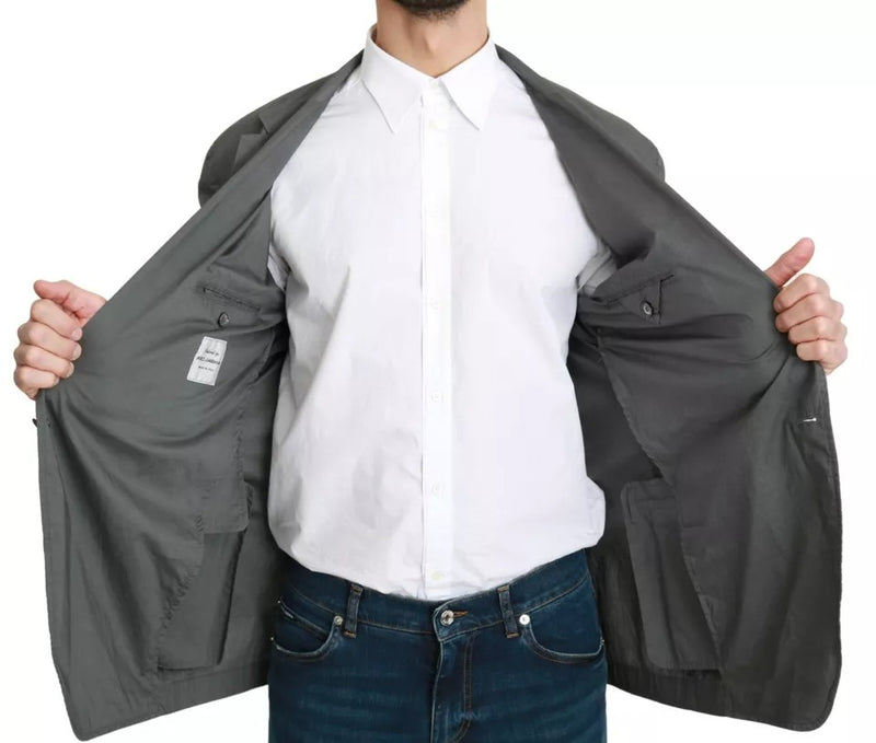 Blazer formal gris de algodón, de botonadura sencilla, Dolce & Gabbana