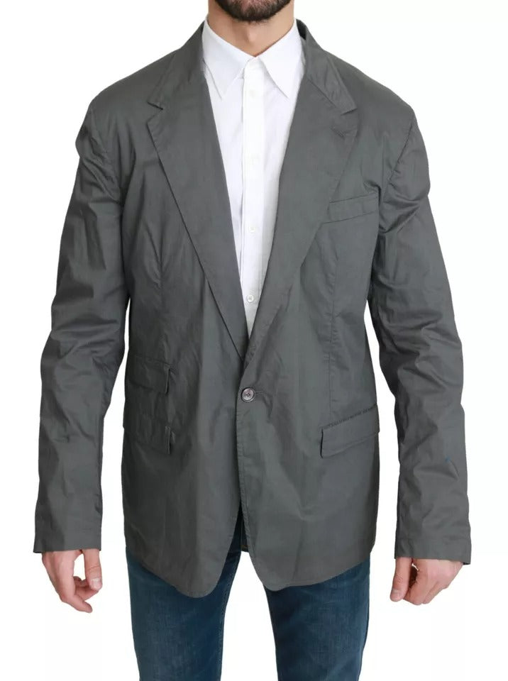 Blazer formal gris de algodón, de botonadura sencilla, Dolce & Gabbana