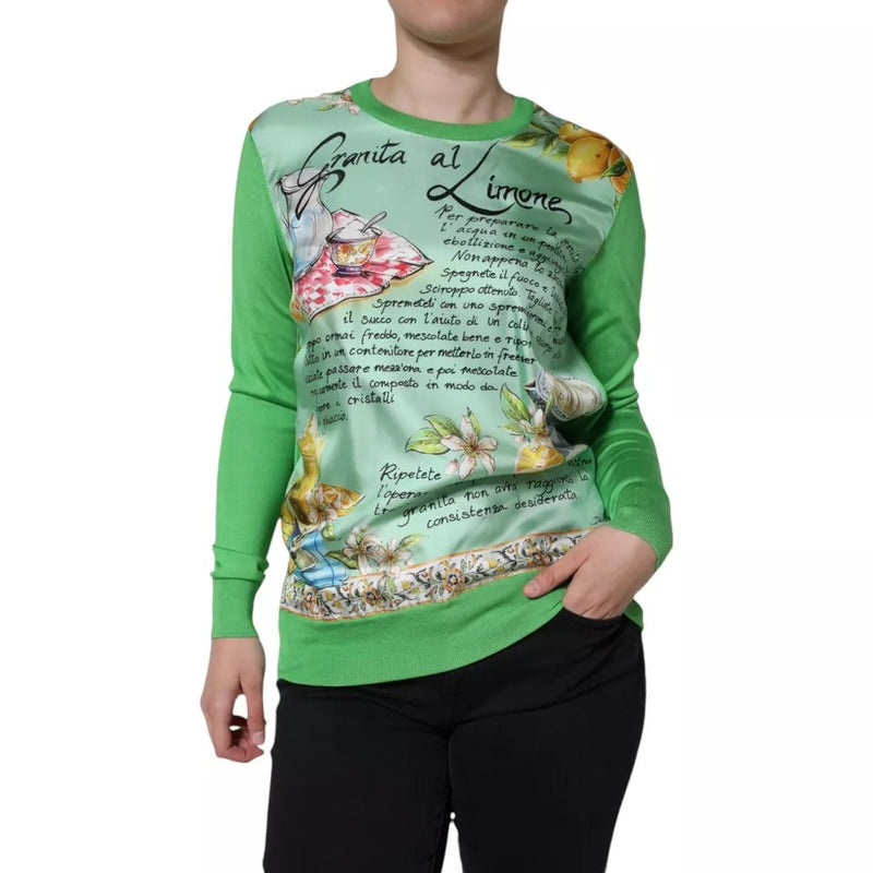 Suéter verde de seda Dolce & Gabbana de manga larga, Granita al Limone