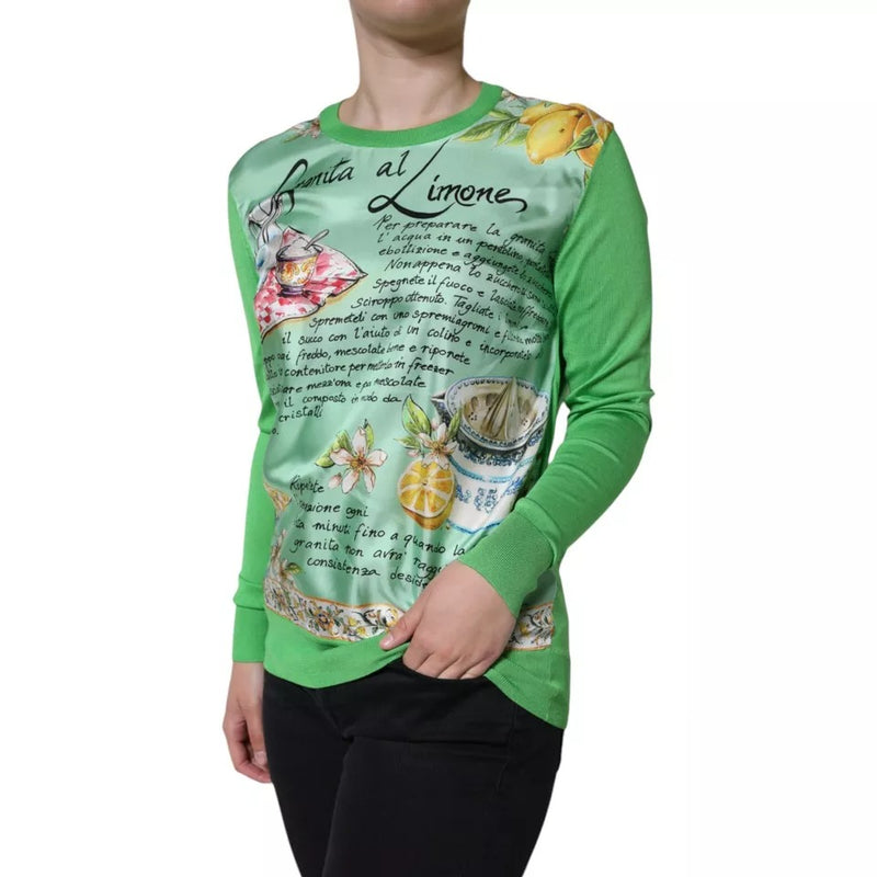 Suéter verde de seda Dolce & Gabbana de manga larga, Granita al Limone