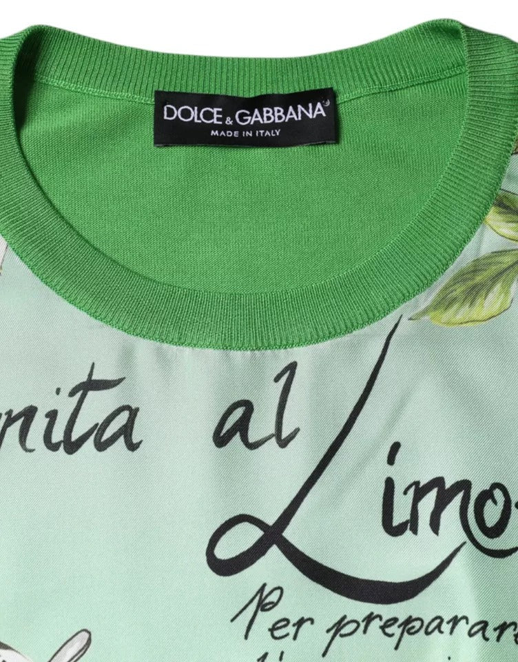 Suéter verde de seda Dolce & Gabbana de manga larga, Granita al Limone