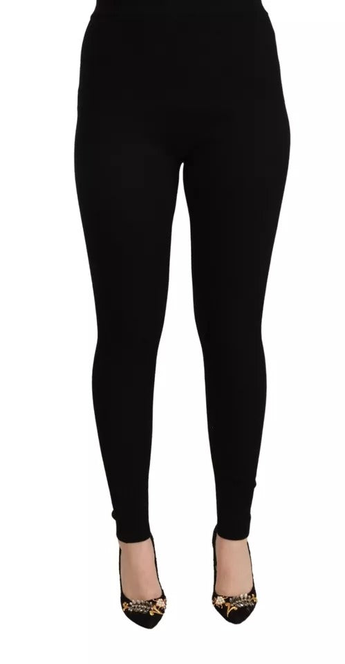 Collant Dolce & Gabbana noir taille haute en tissu extensible