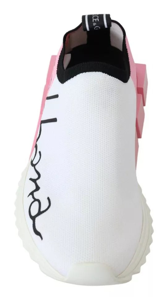 Zapatillas Sorrento blancas y rosas Dolce & Gabbana con logotipo